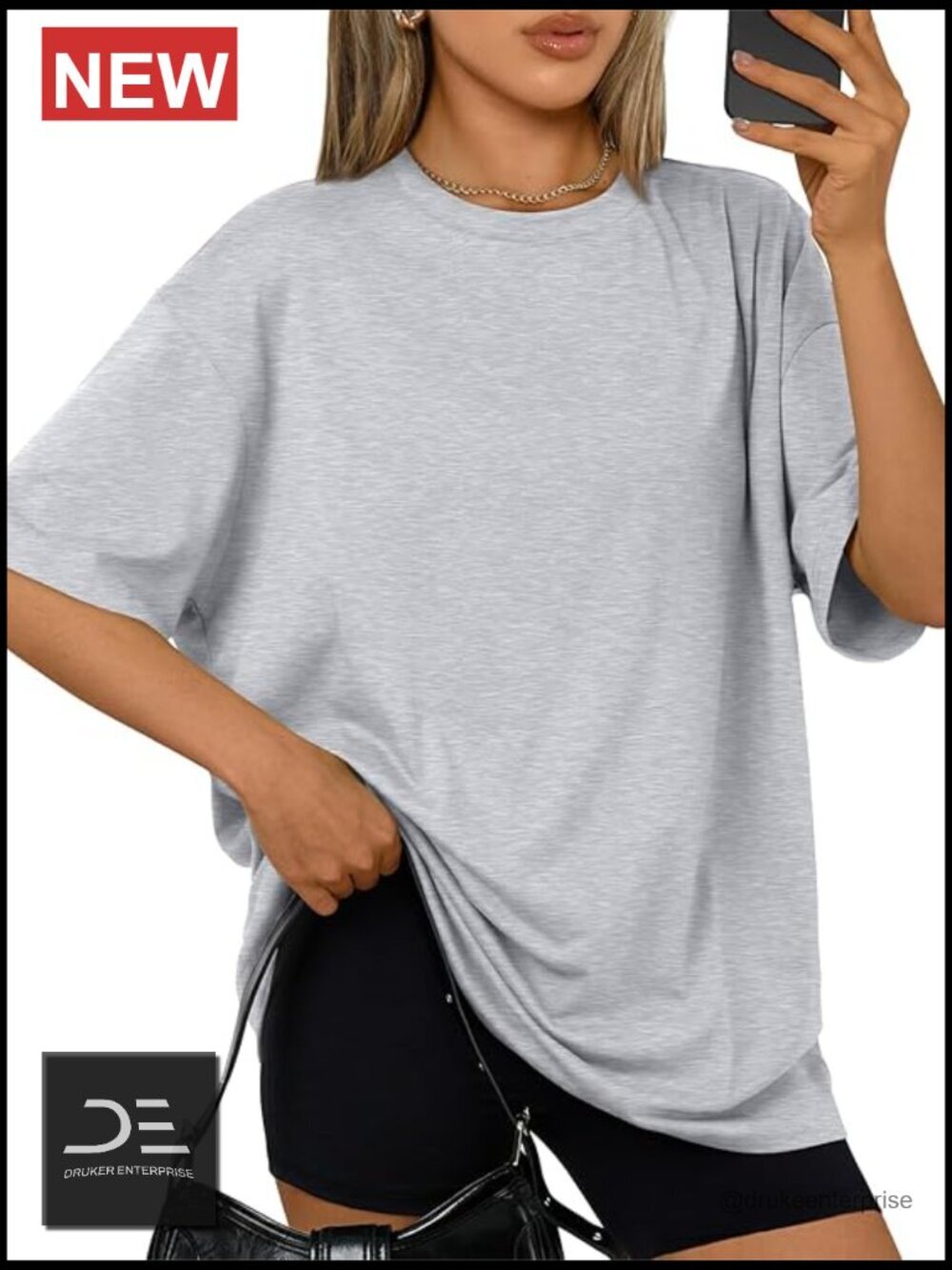 Oversized Summer T-Shirt Short Sleeve Crew Neck Loose Fit Casual Lounge Top